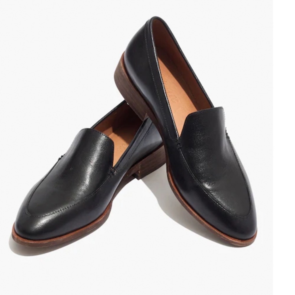 Madewell Frances Loafers Black Leather Almond Toe Slip On Shoes Womens 9 G6092